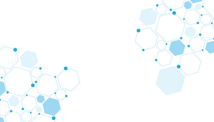 Science network pattern blue Hexagonal abstract background. Big Data Visualization structure elements . Health care and science medical pattern innovation. Template design with concept Dots and lines.