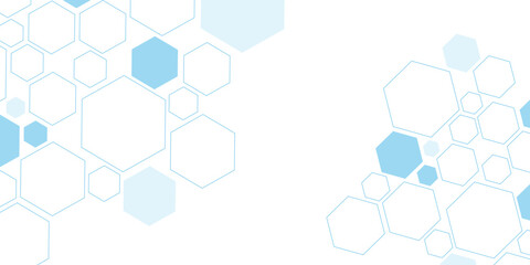 Science network pattern blue Hexagonal abstract background. Big Data Visualization structure elements . Health care and science medical pattern innovation. Template design with concept Dots and lines.