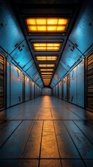 Wall Mural - Step into the Future Explore a Stunning Sci-Fi Corridor with Glowing Lights, Perfect for Futuristic Concepts and Gaming Designs, a Dynamic Vision of Tomorrow