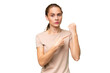 © luismolinero - Young caucasian woman over isolated background making the gesture of being late