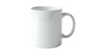 © trusti - White ceramic mug, cylindrical shape, facing left on black background