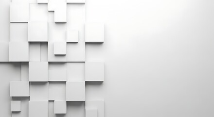 Canvas Print - White Cubes Arranged in a Pattern on a White Background blocks geometric