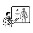 © Lentera - Man presenting AI concept with robot on whiteboard technology and innovation.