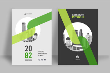 Wall Mural - Business Report Cover Template – Green Geometric Layout (A4)