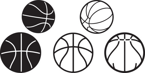 Collection of basketball icons isolated