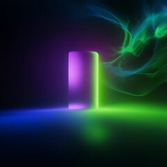 Wall Mural - Experience the future with this vibrant holographic display and dynamic light show, perfect for tech reveals and modern branding.
