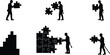 © fmfahim creatives - Construction worker silhouettes with puzzle pieces, teamwork problem solving, occupational safety, collaboration, project management concept, vector illustration