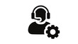 © exotic - A customer support representative wearing a headset with a gear icon