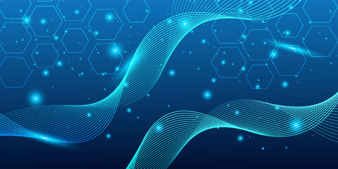 Glowing lines background. Abstract geometric modern lines. Particles dynamic line flow. Glittering dust of lights. Graphic concept for your design