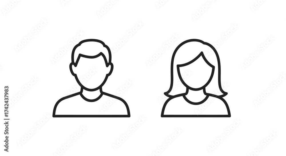 Minimalist vector representation of a male and female silhouette avatar ...