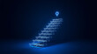 © REHENA - Illuminated staircase concept with a destination point showing the path to success and achievement