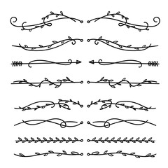 Poster - hand drawn nature floral vine line divider for text layout separator decoration element set
