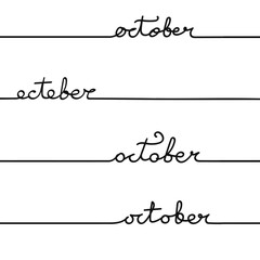 Sticker - October One Continuous Lettering Line Art Hand Drawn. Simple Typography Illustration.