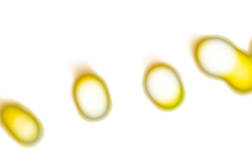 Wall Mural - Yellow glowing light spots on transparent background. Abstract round soft blur highlights, bright luminous circles with smooth edges. Digital glow effect for overlays, decoration, and creative design.