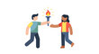 © Anne Design - A person passing a lit torch to another person in a relay