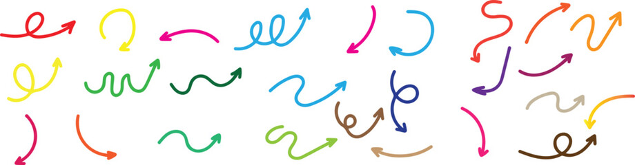 colorful hand drawing arrow symbol  vector set.