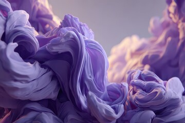 Wall Mural - Ethereal abstract lavender fabric forms with flowing drapes and soft textures.