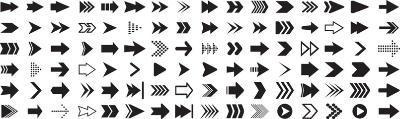 Arrow icons set. Arrow collection. Simple arrow big set. Collection different Arrows on flat style for web design or interface. Vector illustration