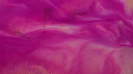 Wall Mural - Blur ink emulsion. Sparkling pigment. Defocused purple pink golden colorful glitter particles liquid spreading on abstract background.