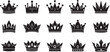 © VectoVerse - Illustration of collection of fifteen black crown silhouettes