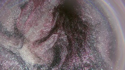 Wall Mural - Shiny paint drip. Glitter splatter. Defocused silver red blue colorful shimmer pigment wet texture spill on abstract art background.
