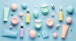 © MST - A Collection of Pastel Skincare Products Arranged Artistically