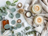 Zestaw spa i aromaterapii z widokiem z góry