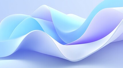 Wall Mural - An abstract composition of flowing waves in soft blue and purple hues, creating a serene and modern atmosphere.