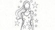 © Ninja in Pajamas - Elegant Stylish Woman with Stars Illustration for Trendy Designs. Fashion, Beauty, Glamour, Luxury, & Modern Art Graphic.