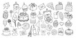 © WhimsyCharmery - Birthday Party Line Icons Set, Cute Hand Drawn Vector Illustration