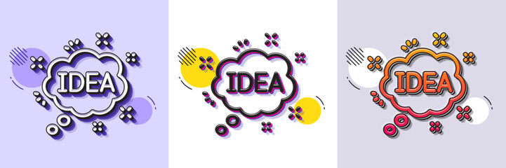 Wall Mural - Idea speech bubble line icon. Halftone dotted pattern. Gradient icon with grain shadow. Graphic art sign. Inspiration symbol. Line idea icon. Various designs. Vector
