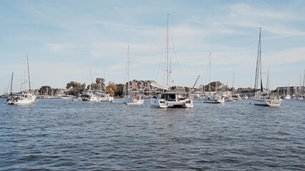 Wall Mural - Boats in marina of Downtown Annapolis, Maryland with city