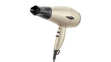 Modern hair dryer in gold color isolated on transparent background for hair styling