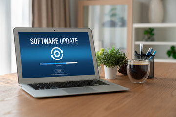 Wall Mural - Software update on computer for modish version of device software upgrade