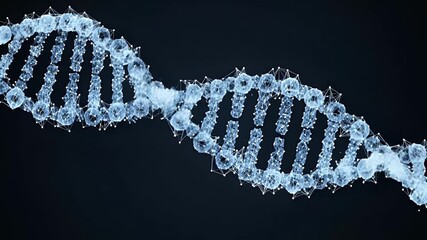 Abstract DNA Strand Visualization With Detailed Structure Against Dark Background
