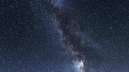 Wall Mural - Starry sky timelapse background. Beautiful night sky with Milky Way galaxy on dark sky.