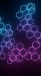 © Jubair  - Abstract glowing neon hexagons forming a network pattern on a dark background