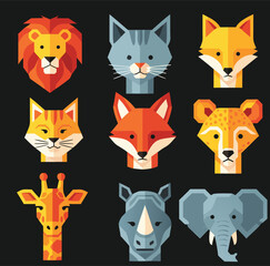 Naklejka na meble Funny cartoon animal and cat set illustration