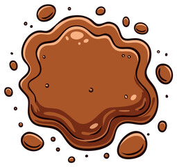 Wall Mural - Brown liquid splash cartoon illustration with droplets