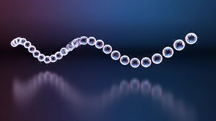 Abstract Bubbles Line with Reflections and Gradient Background