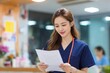 © VolumeThings - Young Chinese female doctor examining a document in a clinic