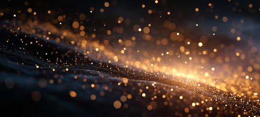 Wall Mural - Golden Cosmic Dust: An abstract representation of a swirling cosmic expanse, illuminated by shimmering golden particles. The artwork captures the mysteries of the universe.