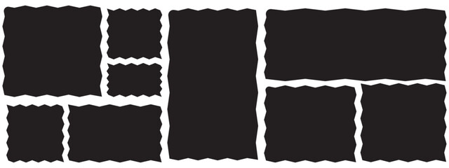 Rectangle shape frame with zigzag edge. Set of Zigzag and colorful Shapes. Cloudy wave curve edge frame vector set colorful wavy edge frames. vector illustration. 