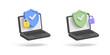 © Yaroslav - Set of colored laptops with shield and check marks, locks, 3D. For concepts of security, protection, technology. Vector illustration.