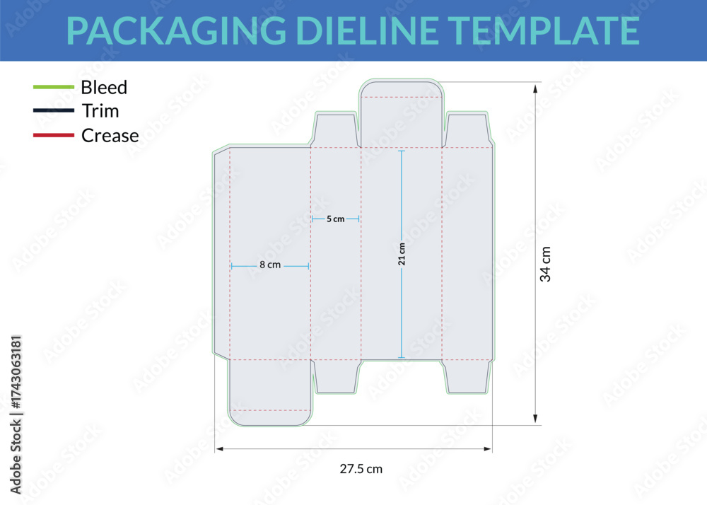 Blank packaging dieline template for box design and manufacturing with ...
