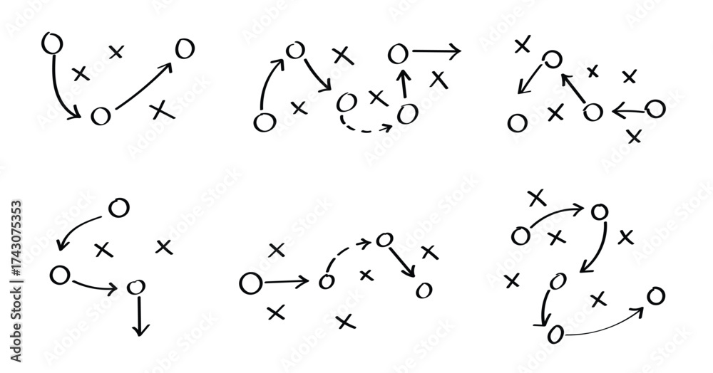 Position Arrows Sports tactical layout with player positions and arrows, strategy Stock ...