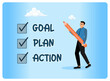 © berkah design - Entrepreneurs create a checklist of processes to run a business towards success.