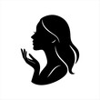 © Aldo - Elegant black and white silhouette logo of a woman’s profile holding her hand gracefully. Ideal for beauty, skincare, spa, wellness, or cosmetic branding.