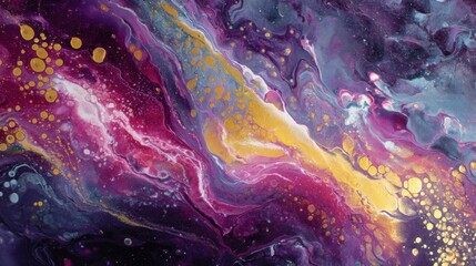 Canvas Print - Abstract Colorful Swirling Background in Purple and Gold Tones
