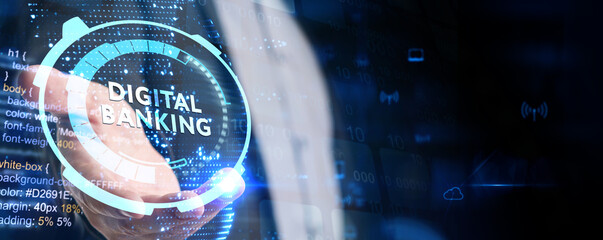 Wall Mural - Digital bank. Online banking and transaction concept.
